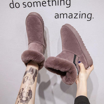 Winter Snow Boots Women Thicken Boots Plus Velvet Warm Cotton Shoes Flat Ankle Boots