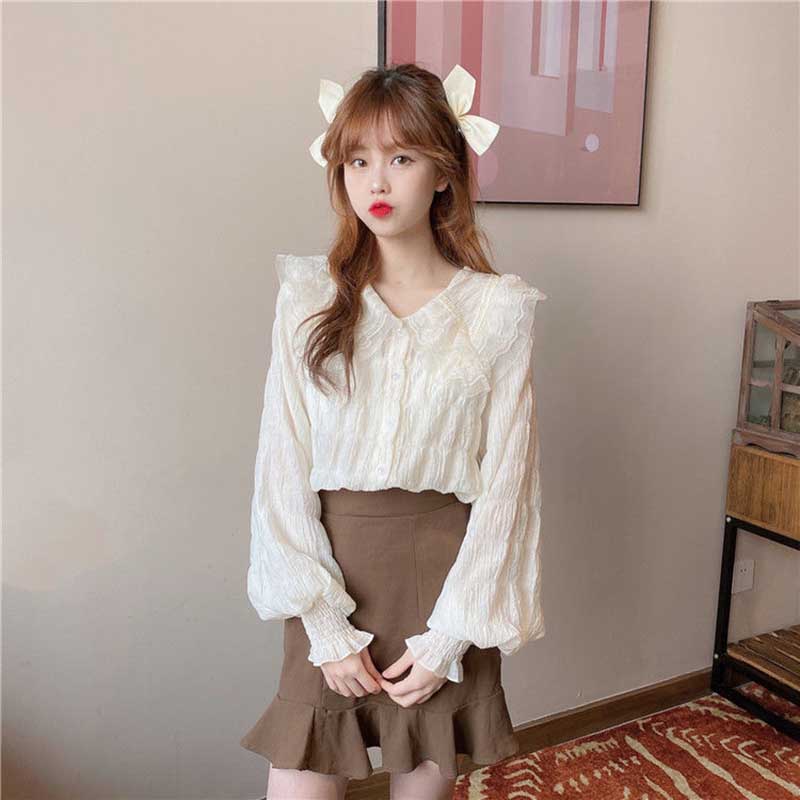 Spring Blouse Chiffon Shirt Women's Design Sense Niche Western Style Thin Shirt