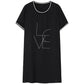 Cotton Mid-length Dress Women Loose Plus Size Summer T-shirt Skirt All-match Black Round Neck Short Sleeve Dress