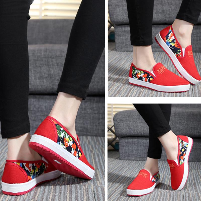 Cloth Shoes Women's Shoes Flat Heel Casual Shoes Single Shoes Running Shoes Women's One-step Shallow Mouth Low-top Student Shoes