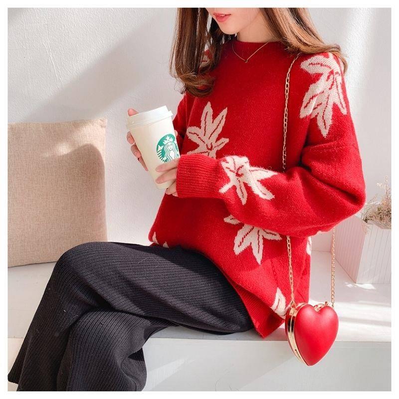 Autumn and Winter Knitted Jacquard Pullover Sweater Thickened Round Neck Loose Sweater