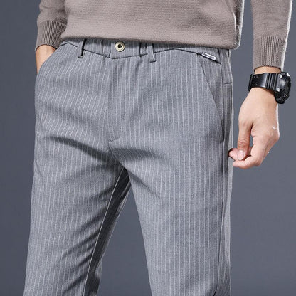 Spring and Summer New Striped Casual Pants Men's Summer Straight Elastic Waist Small Trousers