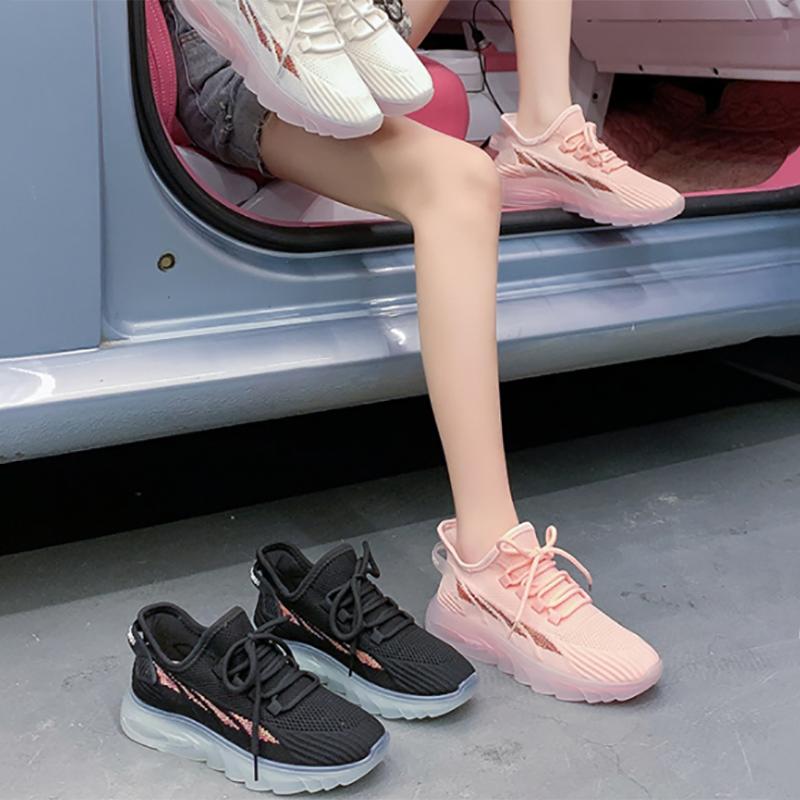 Korean Style Flying Weaving Women's Shoes Summer Students Sneakers Breathable Fitness Running Casual Shoes
