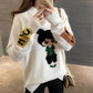 Autumn and Winter Warm Turtleneck Sweater Cartoon Jacquard Bottoming Shirt Loose Long Sleeve Sweater