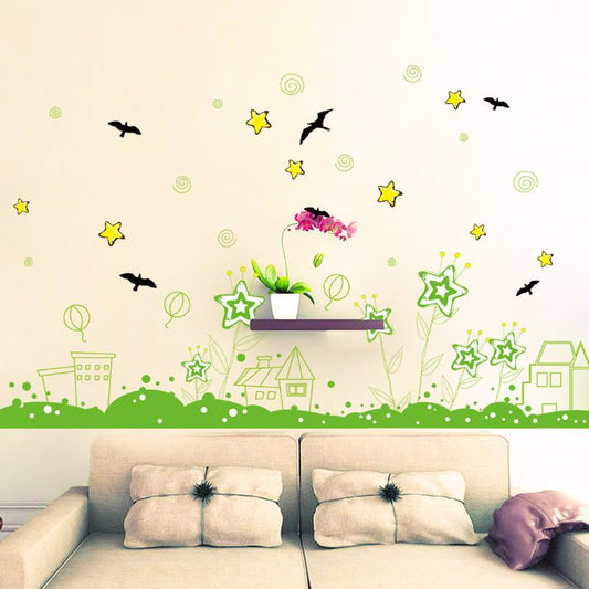 Five-pointed star garden skirting wall stickers room decoration kindergarten classroom wallpaper