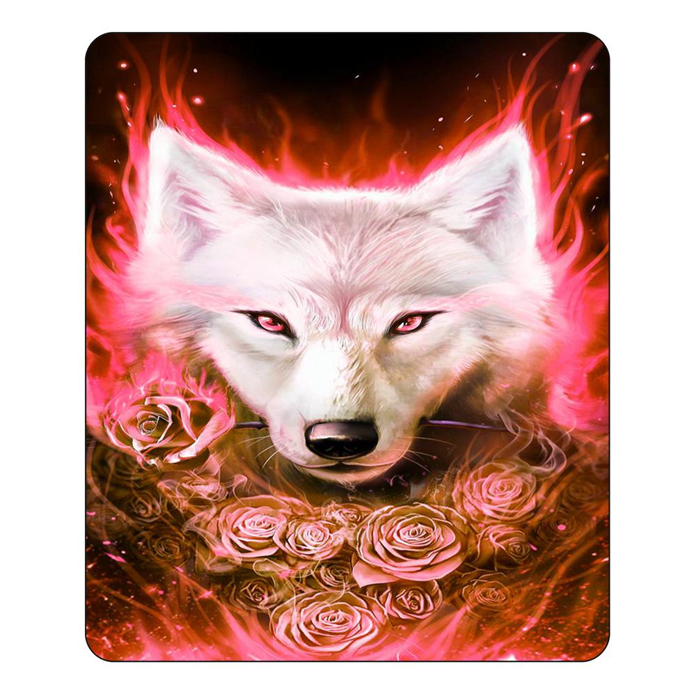 Animals 3D Printed Plush Hooded Blanket for Adults Kid Wearable Blankets Rose and Wolf
