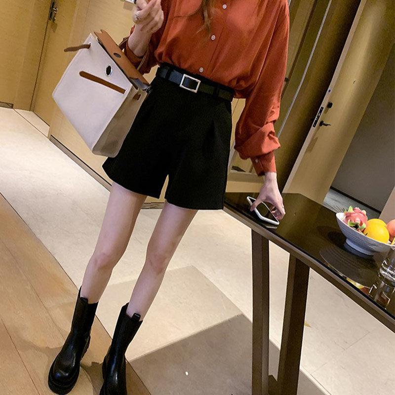 WTEMPO Shorts Women Spring and Summer High Waist Slimming Casual Loose A-line Wide-leg Pants Drape Suit Pants