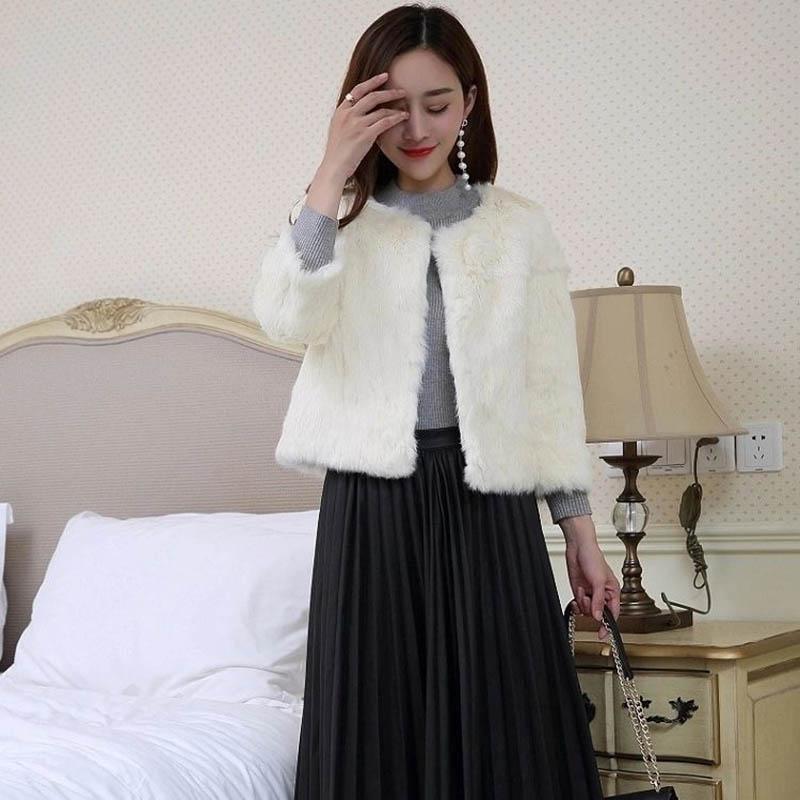Autumn and Winter Slim Fashion Fur Coat Short Imitated Rabbit Fur Coat