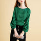 Women's Spring and Autumn Lantern Sleeve T-Shirt Round Neck Long Sleeve Top
