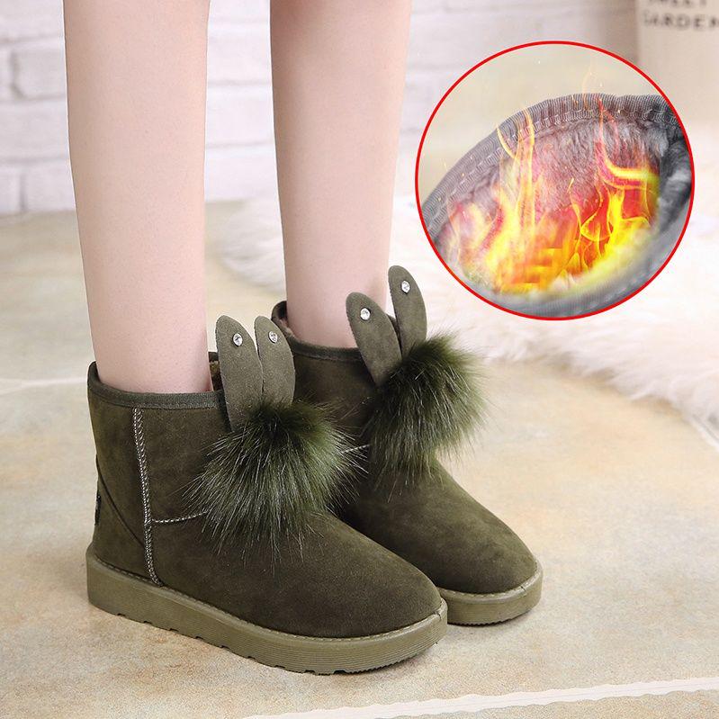 Women Winter Warm Boots Lady Snow Boots Fashion Rabbit Ears Wear Ankle Boots Winter Cotton Shoes