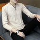 Round Neck Button Slim Sweater Fashion Solid Color Men's Thin Knit All-match Blouse Long Sleeve Coat