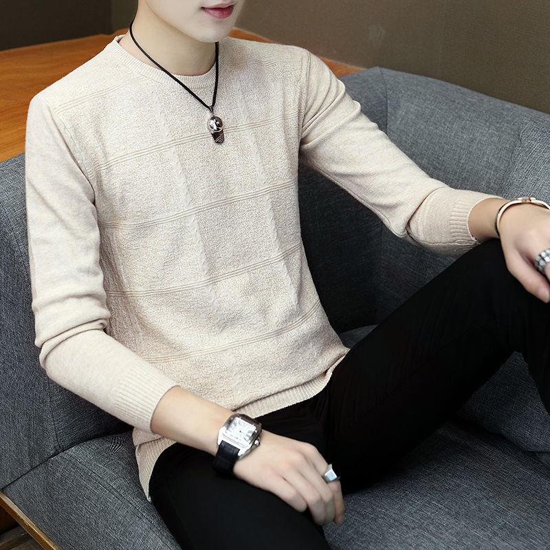 Round Neck Button Slim Sweater Fashion Solid Color Men's Thin Knit All-match Blouse Long Sleeve Coat