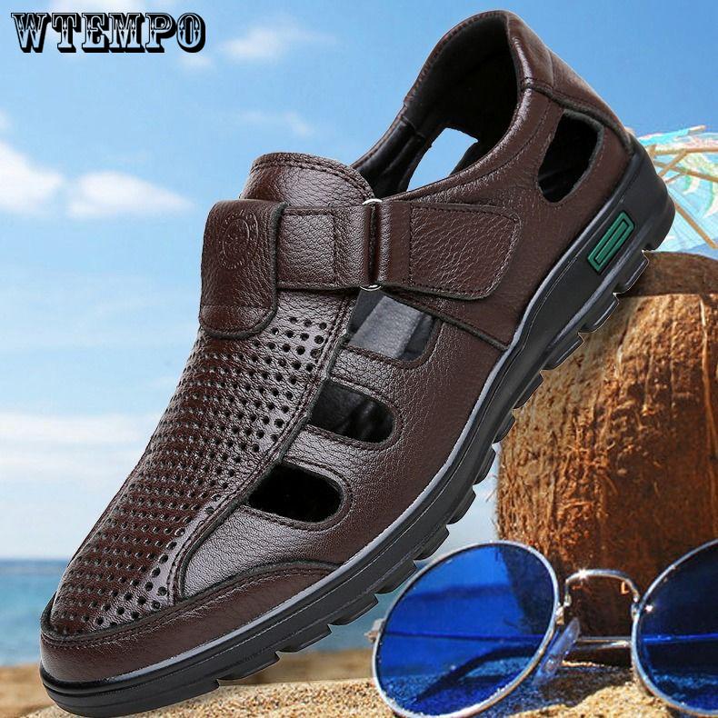 Genuine Leather Men Casual Shoes Summer Soft Driving Men's  Loafers Shoes Sandals for Men