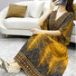 Cotton Silk Dress Mid Length Beach Dress Large Floral Bohemian Loose Casual Long Dress V-Neck