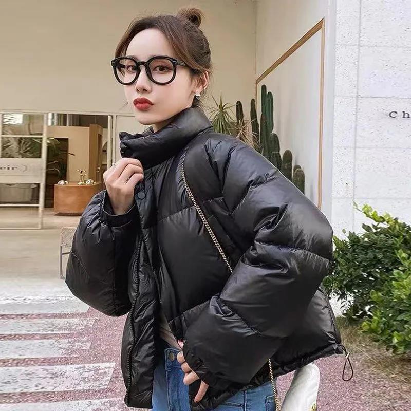 Winter Fashion Ladies Shiny Down Jacket Short Color Thick Loose Hooded Down Jacket