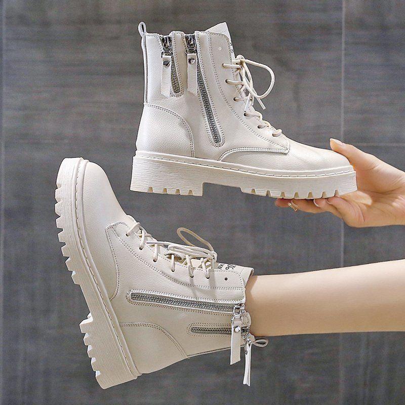 Woman Leather Ankle Boots Lace Up Shoes Woman Short Autumn Winter  Martin boots Platform Heels Working Boots Footwear