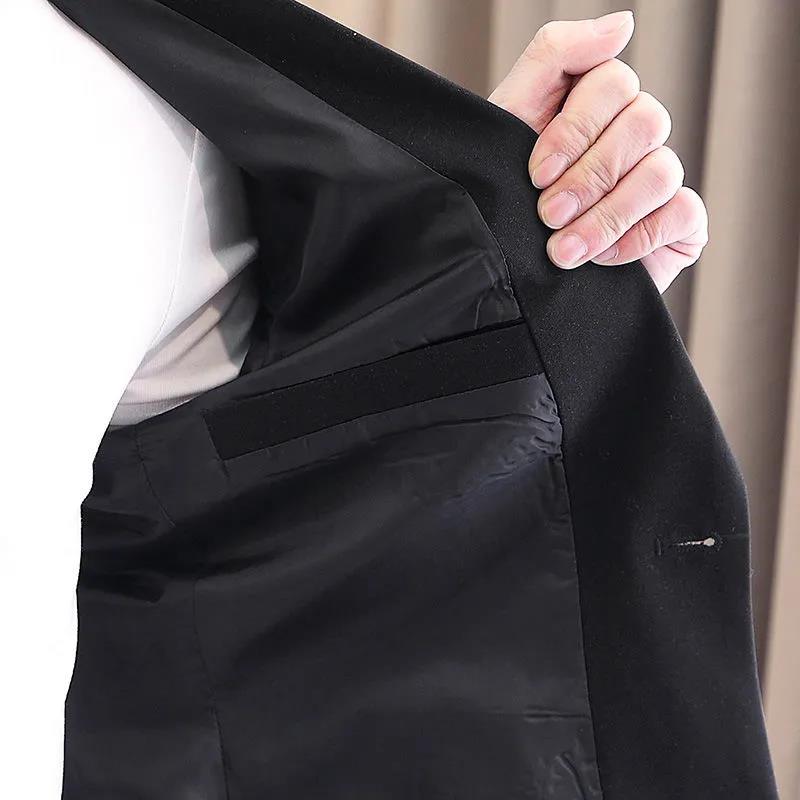 Men V-neck Business Suit Stitching Color Buttons Coat Casual Slim Windbreaker Trend Parka Spring & Fall