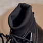 Women Boots Leather Shoes Female Platforms Ankle Boots Fashion Lace Up Chunky Botas Ladies Black Plus  Booties