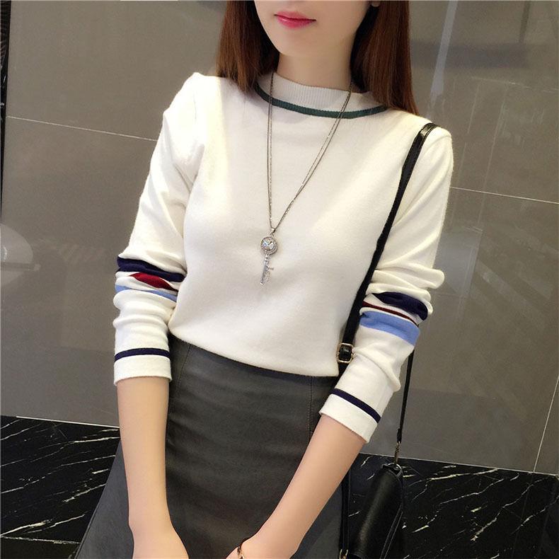 Women'S Knitted Petal Collar Shirt Elastic Bottoming Turtleneck Sweater