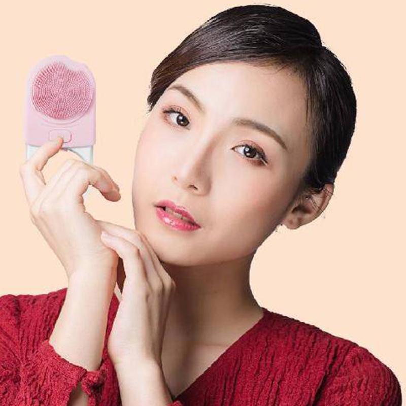 Magnetic Thermal Silicone Cleansing Device Mini Ultrasonic Face Washing Vibration Beauty Instrument