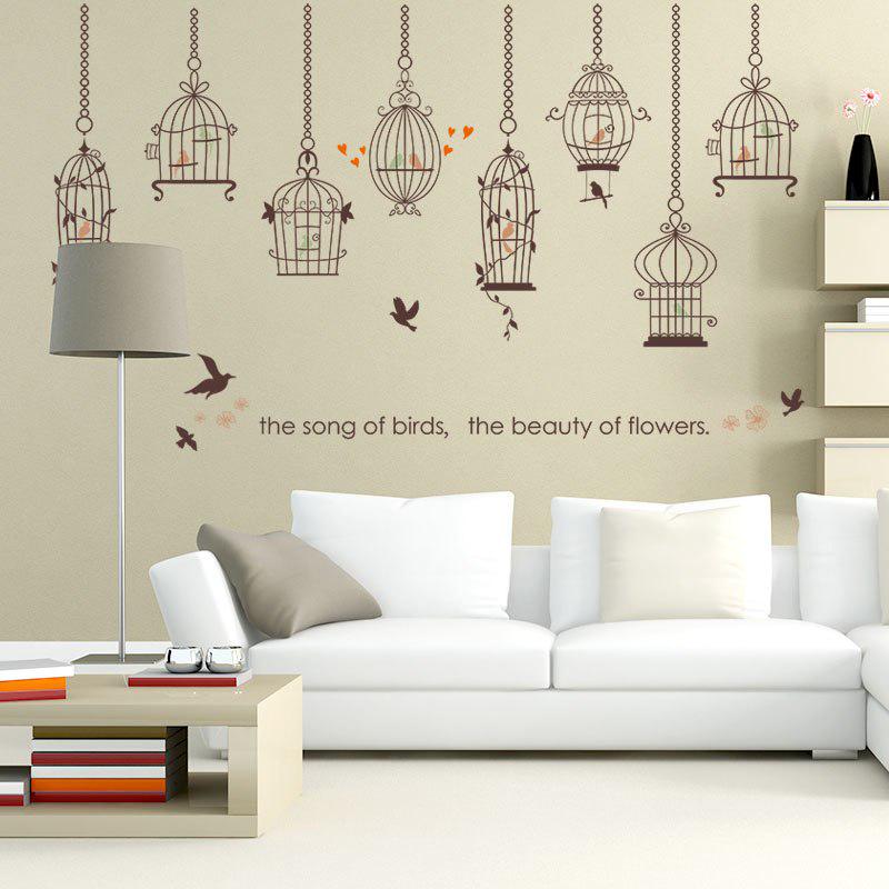 [sticker ]Modern Creative Bird Cage Wall Stickers Home Decor Living Room Window Sofa Tv Background