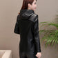 Women's Sheepskin Leather Jacket Autumn Winter Plus Size Genuine Leather Jacket Slim Hooded Motorcycle Jacket Sheepskin Coats
