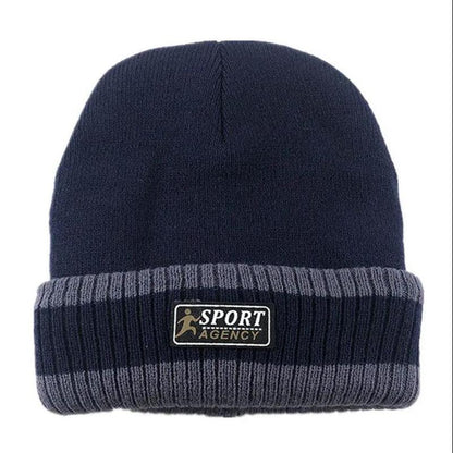 Men's Winter Ski Hat Outdoor Riding Cold Hat Plus Velvet Thick Warm Knitted Hat
