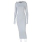 Ladies Fashion Warm Pullover Sweatshirt Dress Casual Long Sleeve Pullover Maxi Robes