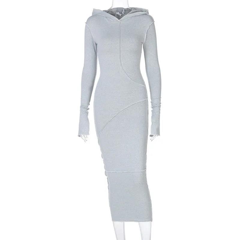 Ladies Fashion Warm Pullover Sweatshirt Dress Casual Long Sleeve Pullover Maxi Robes