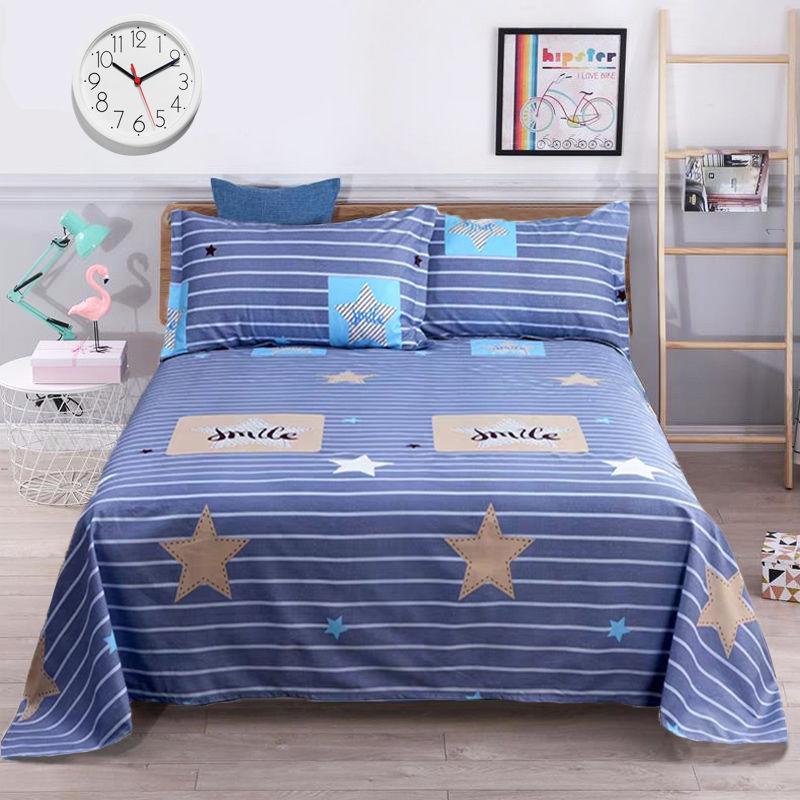 Pure Cotton Bedding Three-piece Set One-piece Bed Sheet and Two Pillowcases with Good Sweat Absorption and Breathability Size KING QUEEN TWIN
