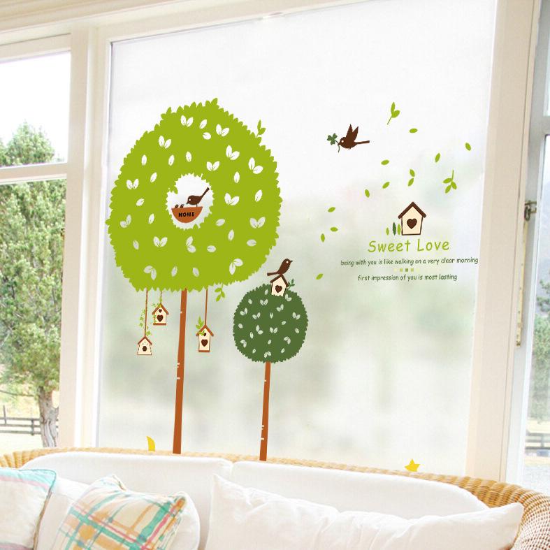 Fresh small tree children room flat decorative background mural wall stickers removable
