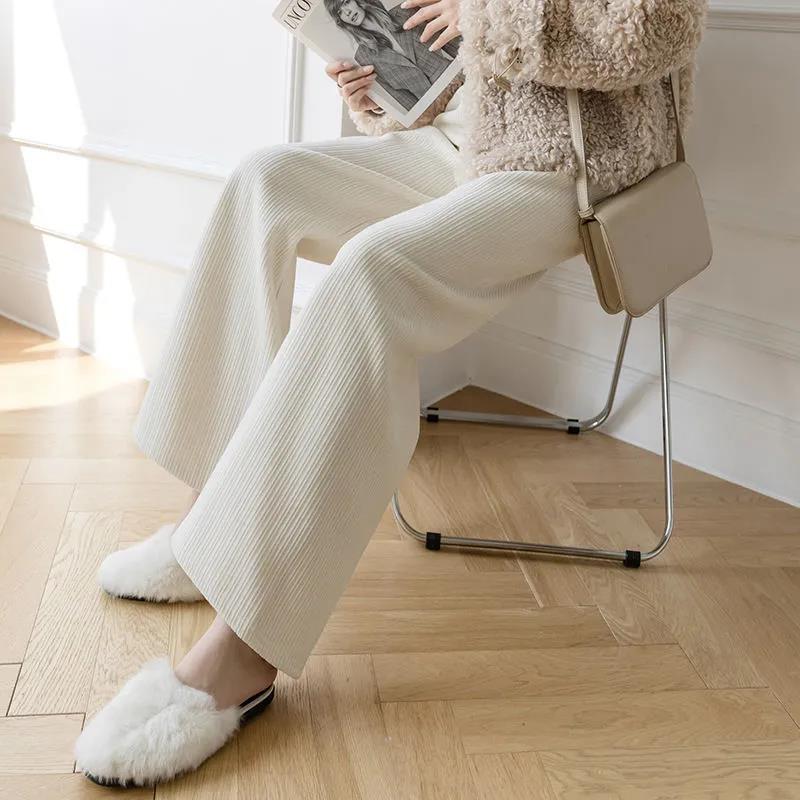 Casual Pants High Waist Winter Drape Loose Straight Leg Plus Velvet Thick Corduroy Corduroy Wide-leg Pants Women's Trousers