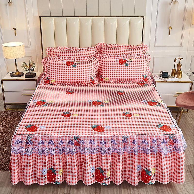 3pcs/set Lace Bed Skirt Korean Four Seasons One-piece Bedspread Cute Princess Style Sheets