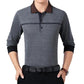 Middle-aged Aged Men's Dot Collar Printed Lapel Polo Shirt Loose T-Shirt Top Long Sleeve Shirt Bottoming Shirt Spring and Autumn