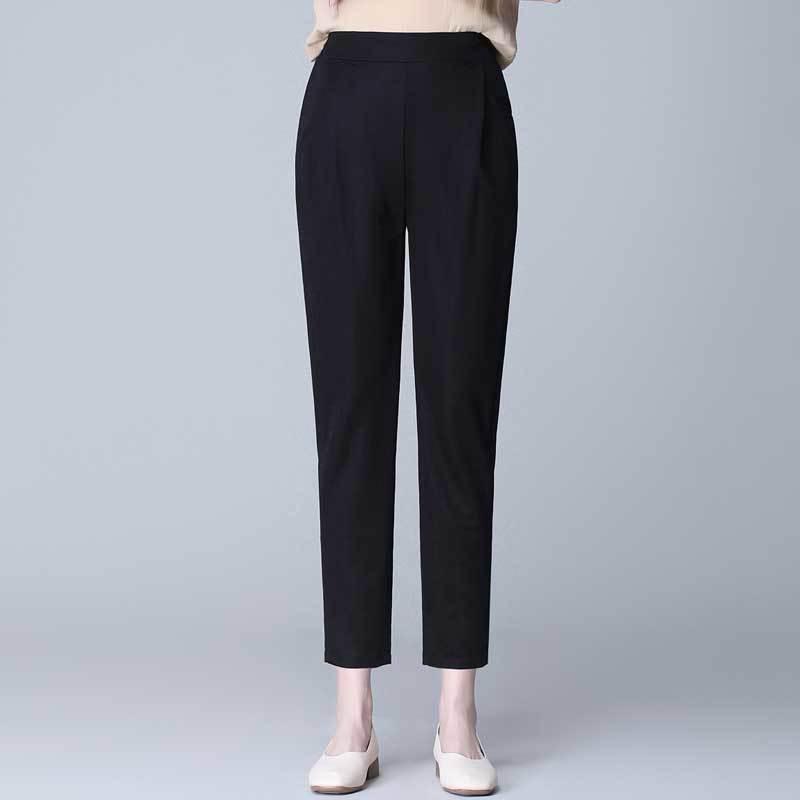 Summer Nine Points Loose Thin Large Size High Waist Korean Version White Pencil Pants Thin Black Casual Pants Women's Clothing
