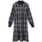 High-neck Padded Sweater Dress Women's Autumn and Winter New Mid-length Over-the-knee Ruffled Waist Knitted Bottoming Dress