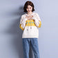 Hooded Sweater Women Rhombus Jacquard All-match Sweater Loose Pullover Women