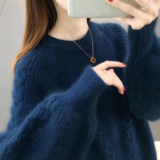 Round Neck Pullover Sweater Ins Women's Forest Loose Outer Wear Autumn and Winter New Lazy Style Knitted Bottoming Shirt