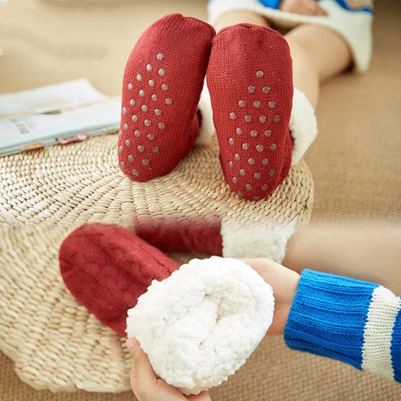 Plus Velvet Floor Socks Knitted Wool Socks Non-slip Thickening Autumn Winter Warm Indoor Bed Sleeping Socks
