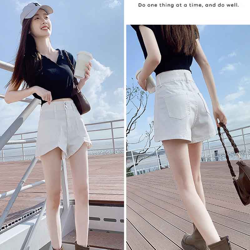High Waist Denim Shorts Women's Thin Cotton Fashion Loose Summer Wide Leg Pants