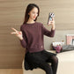 Autumn and Winter Knitted Sweater Short Round Neck Loose Top Simple Long-sleeved Women's Bottoming Shirt