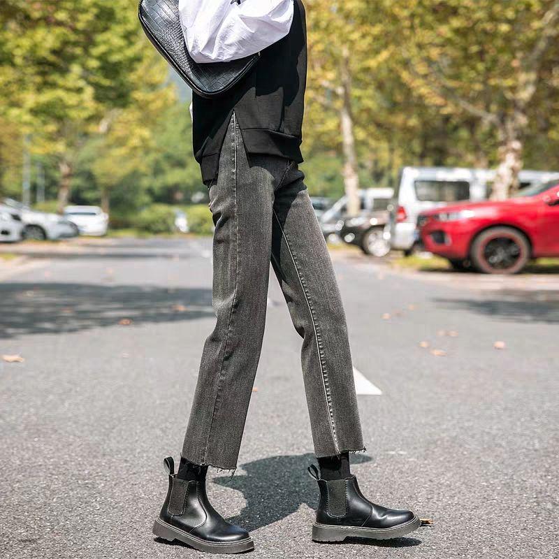 WTEMPO Straight Jeans Female Students High Waist Loose Loose Was Tall and Wide Legs Small First Love Pants
