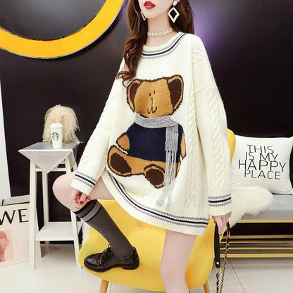 Autumn and Winter Loose Casual Sweater College Style Knit Top Long Sleeve Simple Female Top