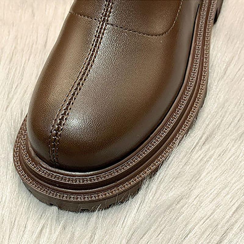 Snow Boots Women's Sheep Martin Boots Winter Plus Velvet Warm Thick-soled Boots Increased Round Toe British Short Boots