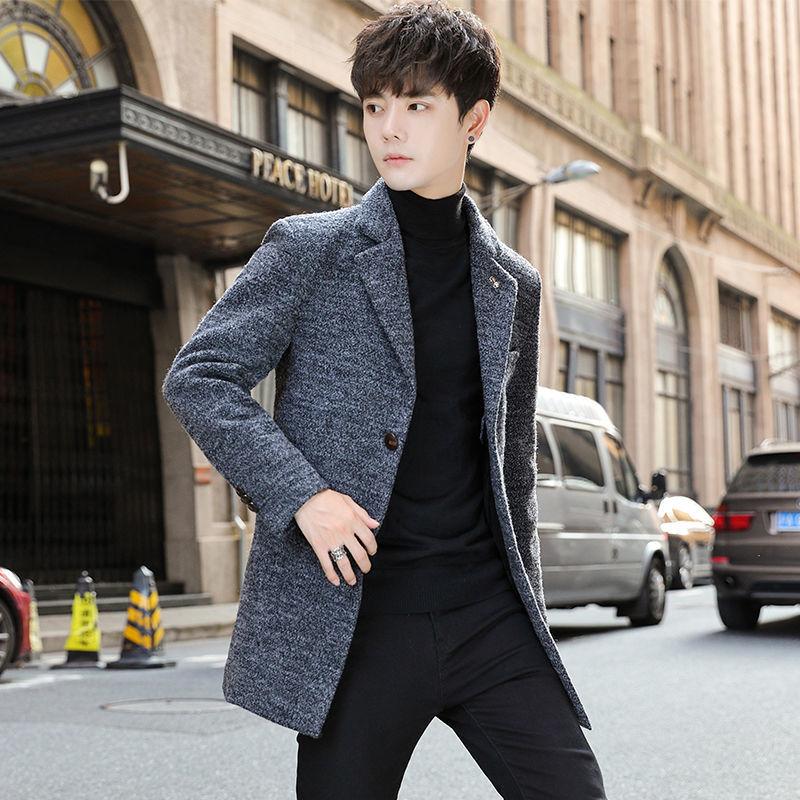 Winter Short Men's Coat Korean Fashion All Over Coat Young Students English Simple Suit
