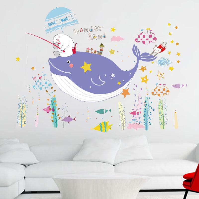 Creative Sticker Dolphin Underwater World Children's Room Kindergarten Bathroom Wall Sticker PVC
