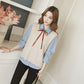 Spring and Autumn Vest Shirt Two-piece Long-sleeved Turn Down Collar Bottoming Shirt Top Shirt