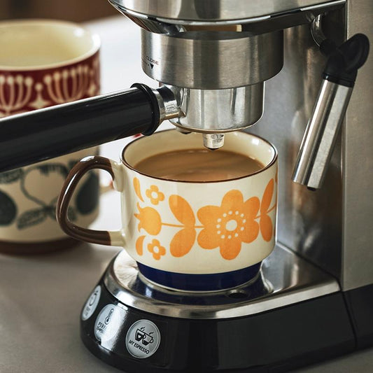 300ml Retro Flower Coffee Mug Microwave Safe Ceramic Milk Mug Juice Handgrip Office Water Cup Kitchen Party Drinking Tools