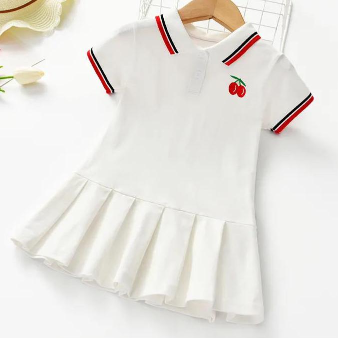 Summer Baby Girls Casual Clothes Dress Cherry Print Short Sleeve Dress Kids Toddler Pageant Dresses