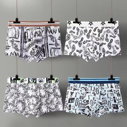 Four-pack Men's Ice Silk Underwear Boxer Inner Breathable Fashion Underwear
